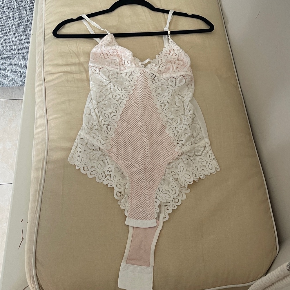 Secret Possessions cream Lace pink lined teddy M - Picture 4 of 6